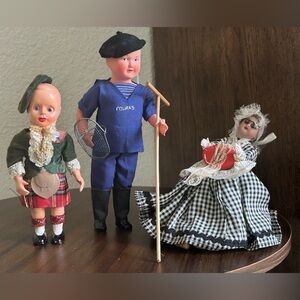 Vintage European Doll Trio in Traditional Outfits!